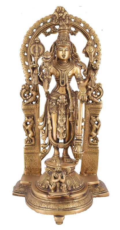 White Whale Brass Statue Hindu Bhagwan Idol Venkatesh Statue Narayan Lord Vishnu Idol Statue Vishnu Ji Standing Murti for Home Temple Office Pooja