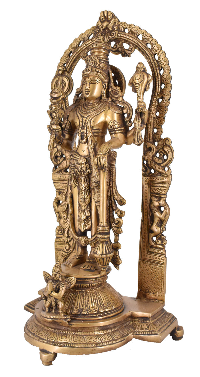 White Whale Brass Statue Hindu Bhagwan Idol Venkatesh Statue Narayan Lord Vishnu Idol Statue Vishnu Ji Standing Murti for Home Temple Office Pooja