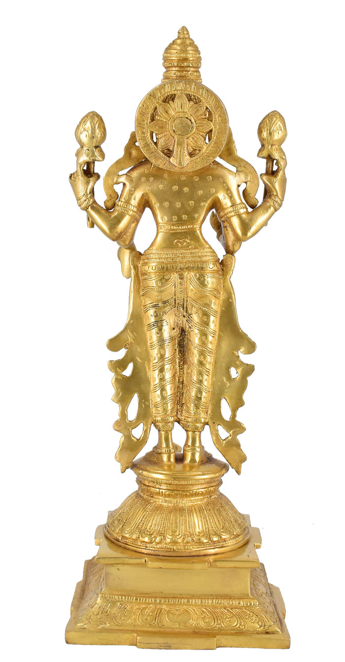 White Whale Brass Vishnu Statue Hindu God Lord Vishnu Bhagwan Idol Venkatesh Statue Narayan Lord Vishnu Idol Statue Vishnu Ji Standing Murti for Home Temple Office Pooja