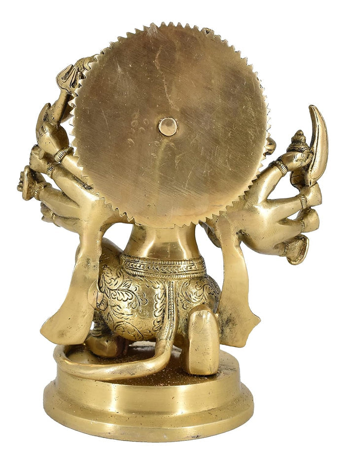 White Whale Large Unique Five Face Panchmukhi Hanuman Brass Statue Religious Strength God Sculpture Idol