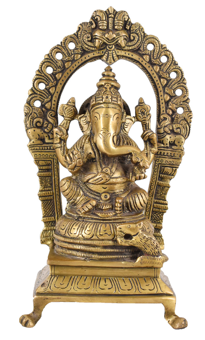 White Whale Lord Ganesh Murti Ganesha Idol Ganpati Brass Vinayaka Statue for Home Decoration | Hindu God Ganesh Bhagwan Blessing Ganpati Bappa Statue | Ganesha Statue Sitting Idol Sculpture