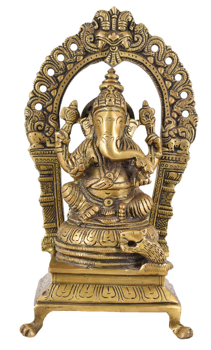 White Whale Lord Ganesh Murti Ganesha Idol Ganpati Brass Vinayaka Statue for Home Decoration | Hindu God Ganesh Bhagwan Blessing Ganpati Bappa Statue | Ganesha Statue Sitting Idol Sculpture