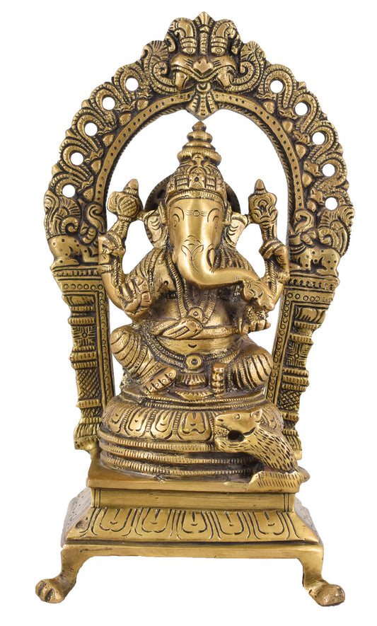 White Whale Lord Ganesh Murti Ganesha Idol Ganpati Brass Vinayaka Statue for Home Decoration | Hindu God Ganesh Bhagwan Blessing Ganpati Bappa Statue | Ganesha Statue Sitting Idol Sculpture
