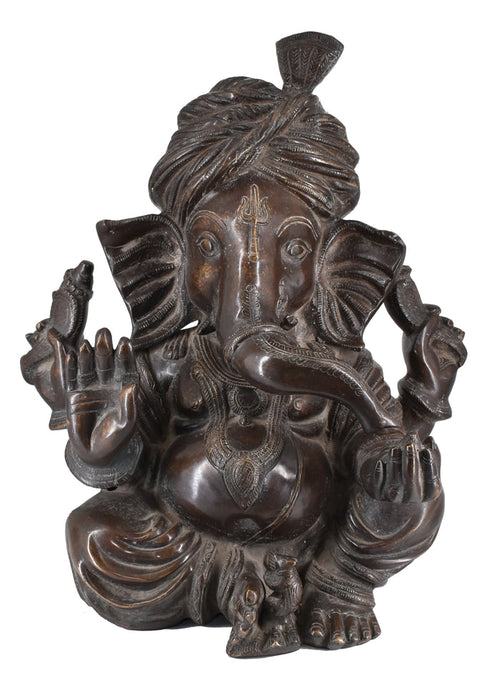 White Whale Lord Ganesh Murti Ganesha Idol Ganpati Brass Vinayaka Statue for Home Decoration | Hindu God Ganesh Bhagwan Blessing Ganpati Bappa Statue | Ganesha Statue Sitting Idol Sculpture