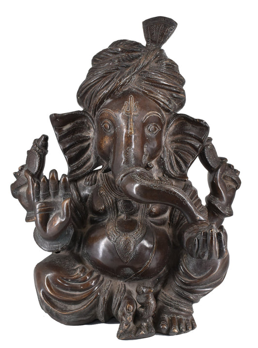 White Whale Lord Ganesh Murti Ganesha Idol Ganpati Brass Vinayaka Statue for Home Decoration | Hindu God Ganesh Bhagwan Blessing Ganpati Bappa Statue | Ganesha Statue Sitting Idol Sculpture