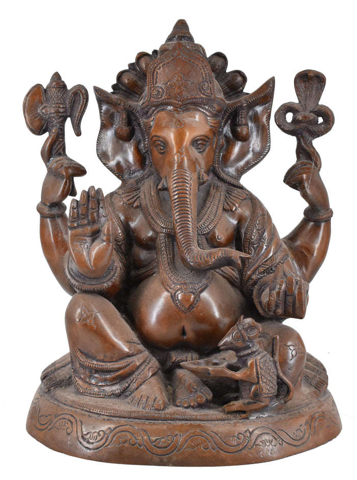 White Whale Lord Ganesh Murti Ganesha Idol Ganpati Brass Vinayaka Statue for Home Decoration | Hindu God Ganesh Bhagwan Blessing Ganpati Bappa Statue | Ganesha Statue Sitting Idol Sculpture