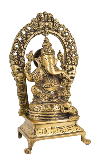 White Whale Lord Ganesh Murti Ganesha Idol Ganpati Brass Vinayaka Statue for Home Decoration | Hindu God Ganesh Bhagwan Blessing Ganpati Bappa Statue | Ganesha Statue Sitting Idol Sculpture