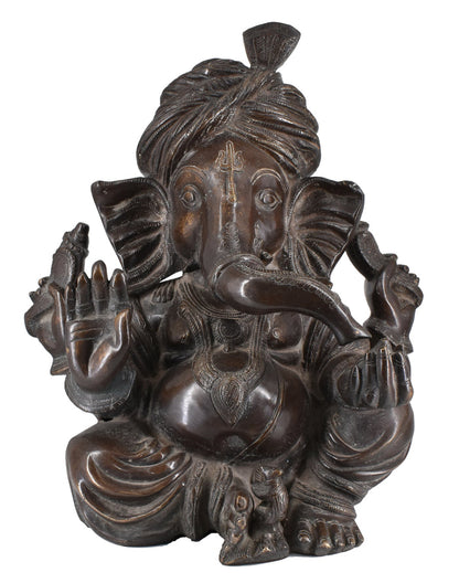 White Whale Lord Ganesh Murti Ganesha Idol Ganpati Brass Vinayaka Statue for Home Decoration | Hindu God Ganesh Bhagwan Blessing Ganpati Bappa Statue | Ganesha Statue Sitting Idol Sculpture
