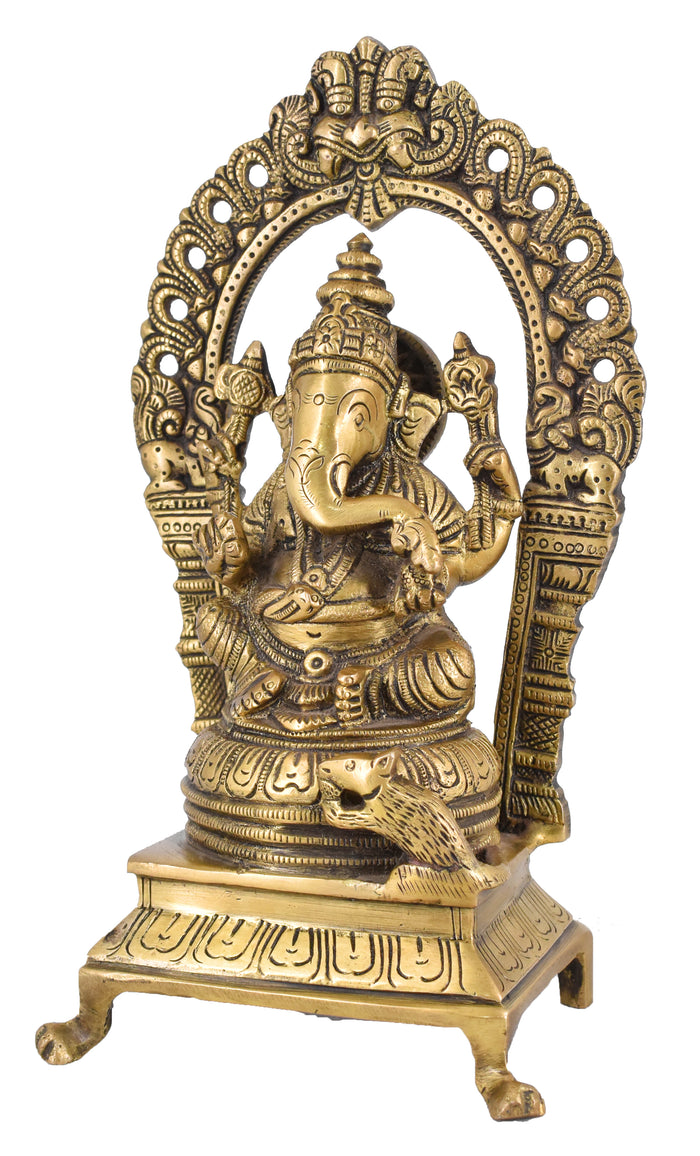 White Whale Lord Ganesh Murti Ganesha Idol Ganpati Brass Vinayaka Statue for Home Decoration | Hindu God Ganesh Bhagwan Blessing Ganpati Bappa Statue | Ganesha Statue Sitting Idol Sculpture