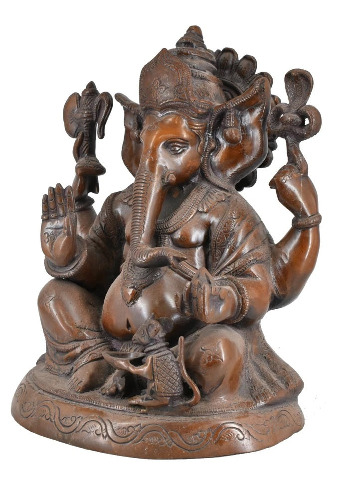 White Whale Lord Ganesh Murti Ganesha Idol Ganpati Brass Vinayaka Statue for Home Decoration | Hindu God Ganesh Bhagwan Blessing Ganpati Bappa Statue | Ganesha Statue Sitting Idol Sculpture