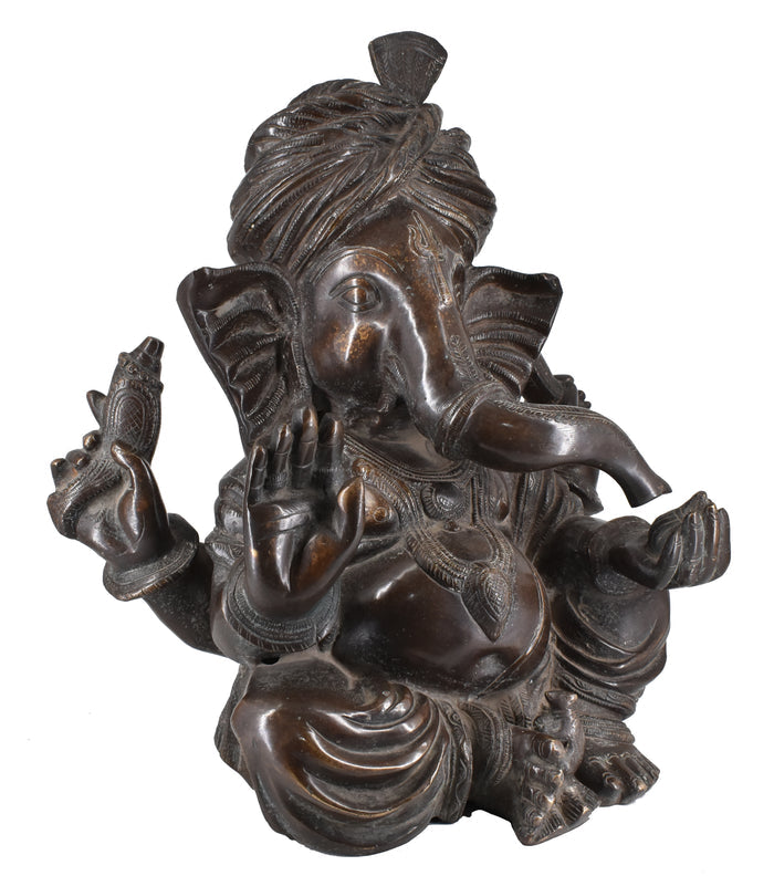 White Whale Lord Ganesh Murti Ganesha Idol Ganpati Brass Vinayaka Statue for Home Decoration | Hindu God Ganesh Bhagwan Blessing Ganpati Bappa Statue | Ganesha Statue Sitting Idol Sculpture
