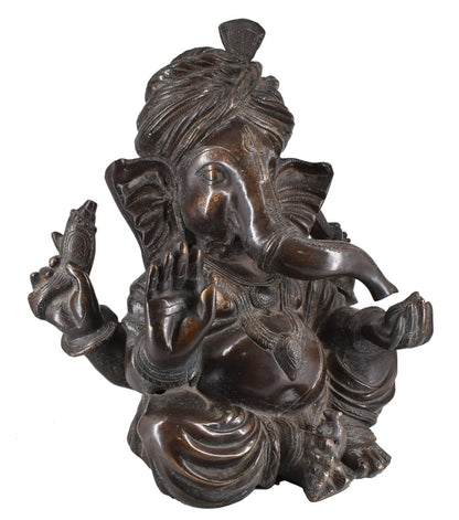 White Whale Lord Ganesh Murti Ganesha Idol Ganpati Brass Vinayaka Statue for Home Decoration | Hindu God Ganesh Bhagwan Blessing Ganpati Bappa Statue | Ganesha Statue Sitting Idol Sculpture