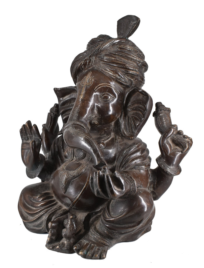 White Whale Lord Ganesh Murti Ganesha Idol Ganpati Brass Vinayaka Statue for Home Decoration | Hindu God Ganesh Bhagwan Blessing Ganpati Bappa Statue | Ganesha Statue Sitting Idol Sculpture