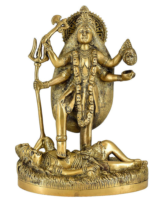 White Whale Maa Kali Brass Statue Religious Goddess Sculpture Idol Home Decor Figurine