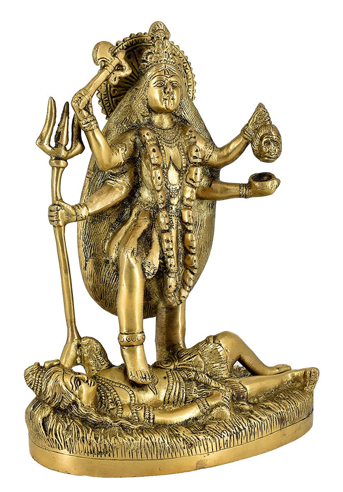 White Whale Maa Kali Brass Statue Religious Goddess Sculpture Idol Home Decor Figurine