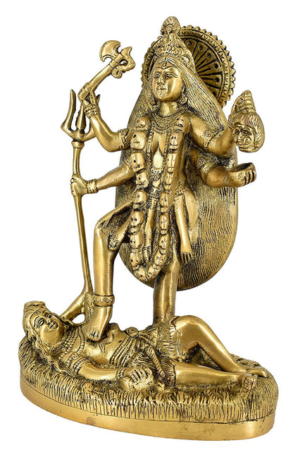 White Whale Maa Kali Brass Statue Religious Goddess Sculpture Idol Home Decor Figurine