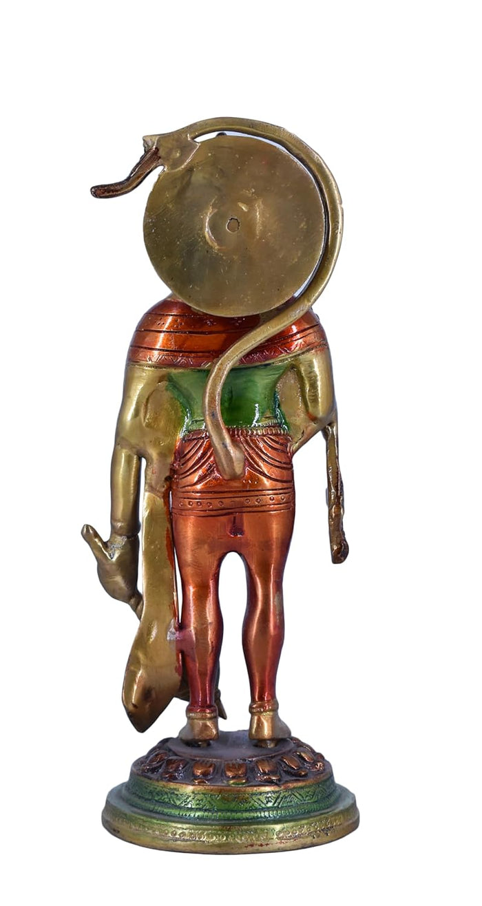 White Whale Panchmukhi Hanuman Statue Strength Monkey Lord Bajrang Bali Idol Standing Position Brass Sculpture Diwali Decor Gifts
