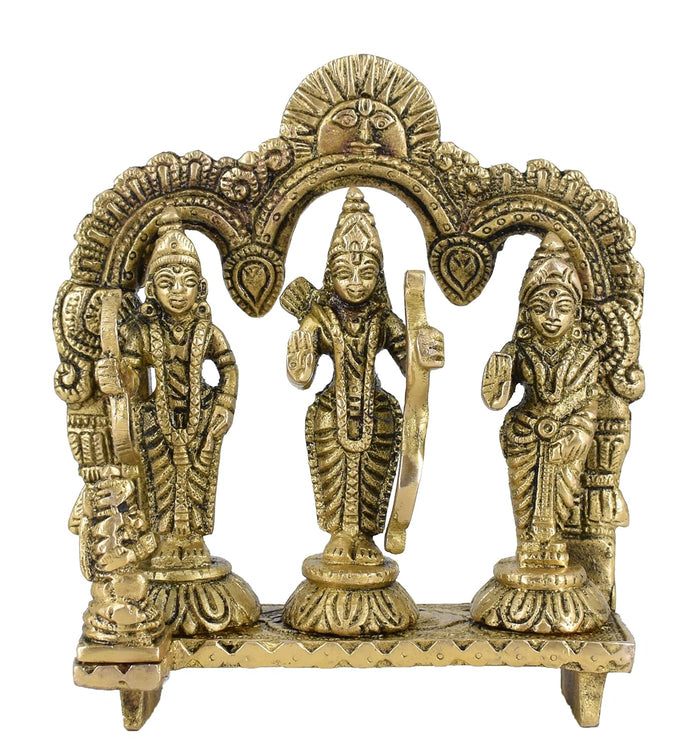 White Whale Ram Darbar - Lord Rama Laxman and Sita Hanuman Brass Statue Religious Sculpture Idol - Large