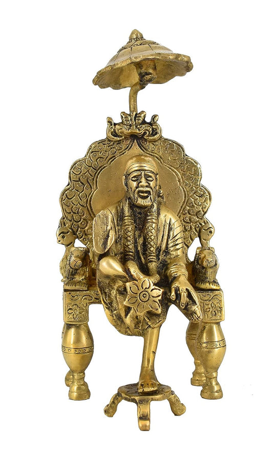 White Whale Shirdi Sai Baba Brass Statue Religious Strength Sculpture Idol