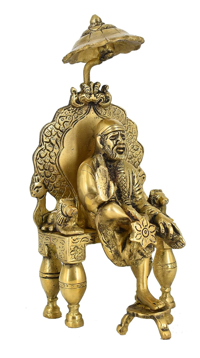 White Whale Shirdi Sai Baba Brass Statue Religious Strength Sculpture Idol