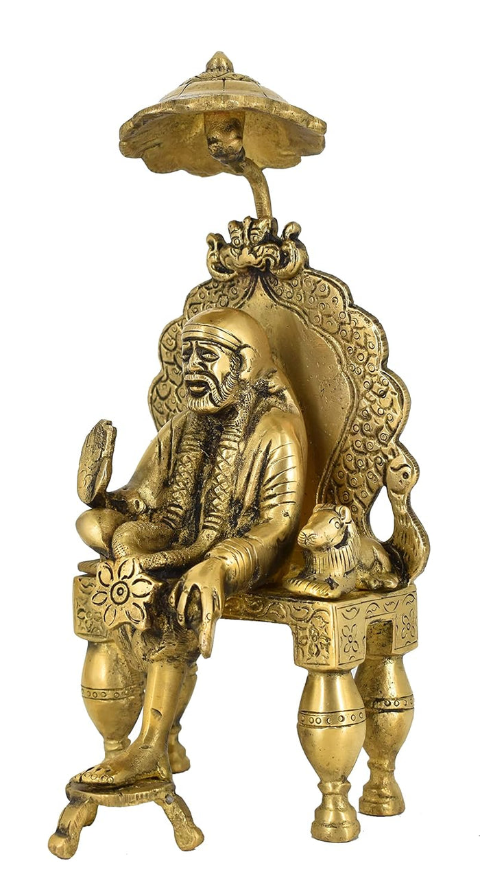 White Whale Shirdi Sai Baba Brass Statue Religious Strength Sculpture Idol
