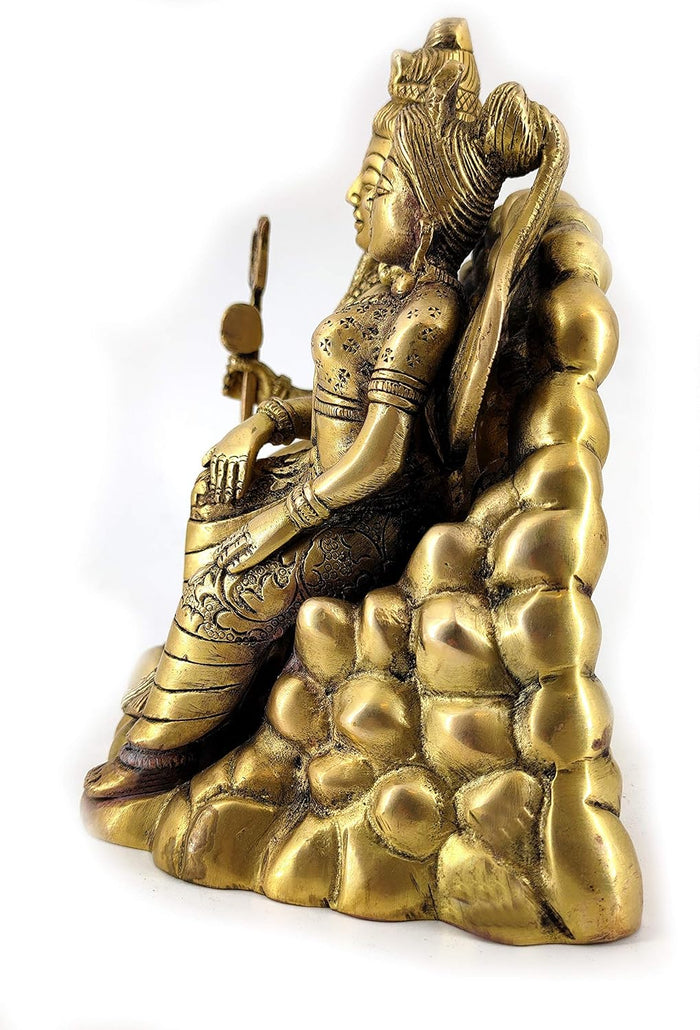 White Whale Shiva Parvati Idol Shiv Parivar Brass Murti Statue Sculpture