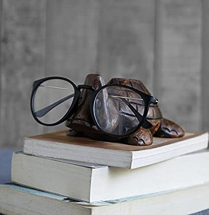 White Whale Wooden Owl Eyeglass Spectacle Holder Handmade Stand for Office Desk Home Décor Gifts