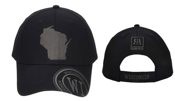 WI Embroidered Map Baseball Cap