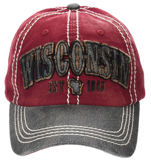 WI Red 2 Tone Baseball Cap