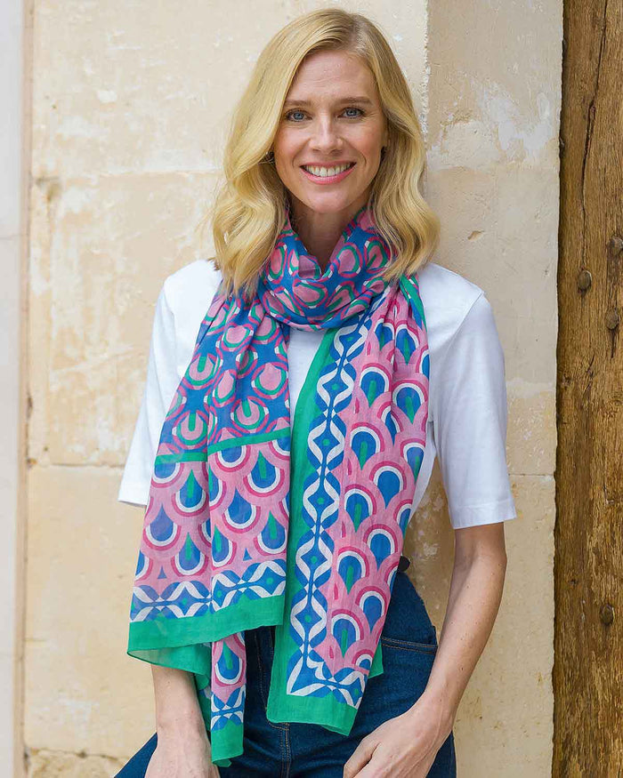 Willow Patterned Pure Cotton Scarf - Country Collection