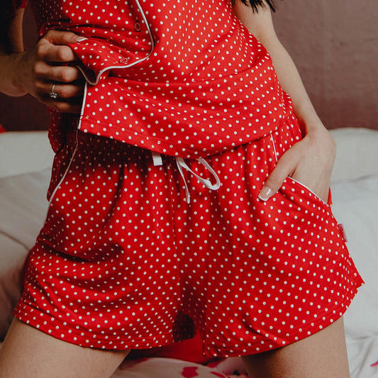 Women's Milton Pyjama Shorts - Red & White - Dixxon Flannel Co.