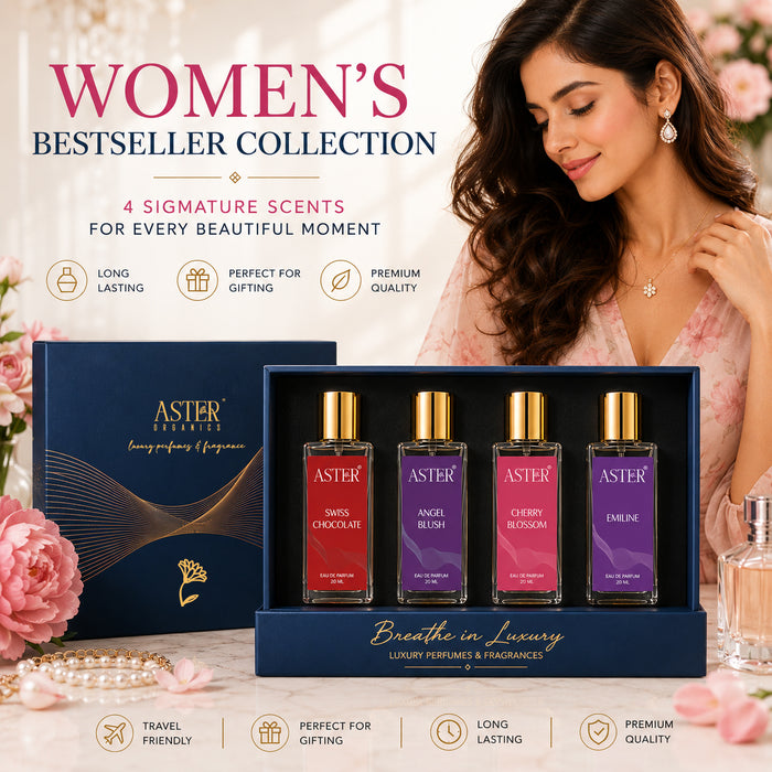 Four 20ml bottles of women's perfume in a collection set.