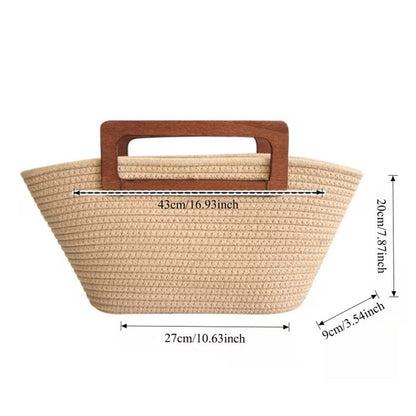 Women's Raffia Tote Bag by Grace Beauty, handwoven handbag with natural raffia material and sturdy handles.
