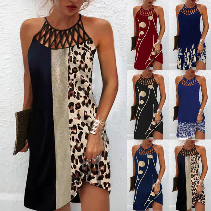 🔥Women’s Summer Floral Print Halter Neck Dress | Backless Flowing Beach & Casual Maxi Dress