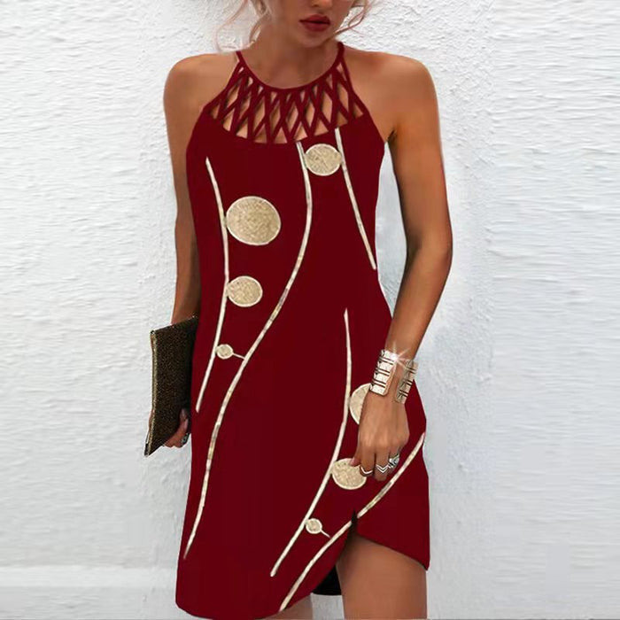 🔥Women’s Summer Floral Print Halter Neck Dress | Backless Flowing Beach & Casual Maxi Dress