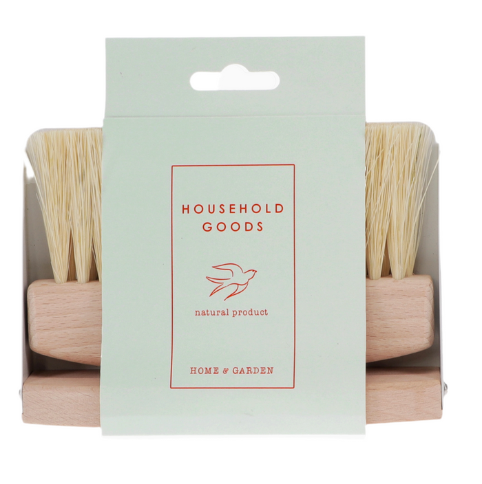 Wooden Table Brush and Pan Set - Soft Grey