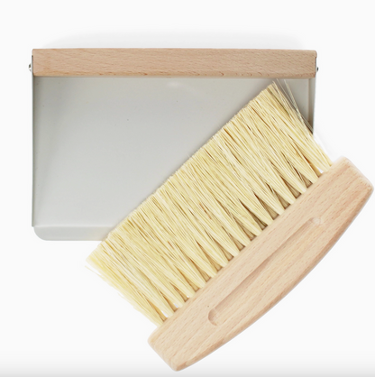 Wooden Table Brush and Pan Set - Soft Grey