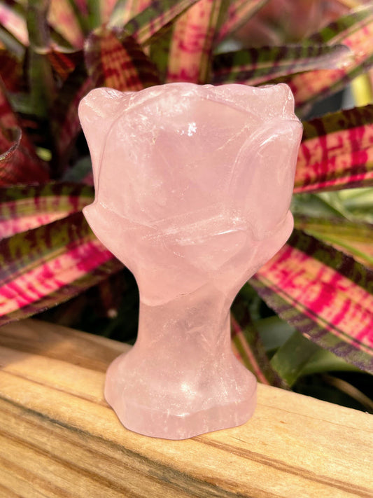 WYSIWYG Rose Quartz Crystal Rose Carving