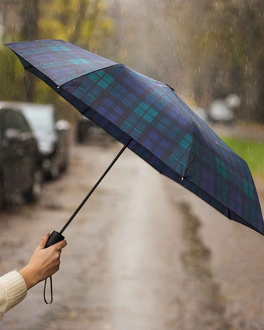 Ziggy Compact Folding Tartan Umbrella - Green Tartan - Country Collection