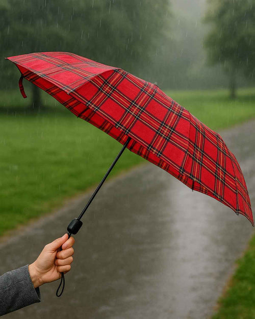 Ziggy Compact Folding Tartan Umbrella - Red Tartan - Country Collection