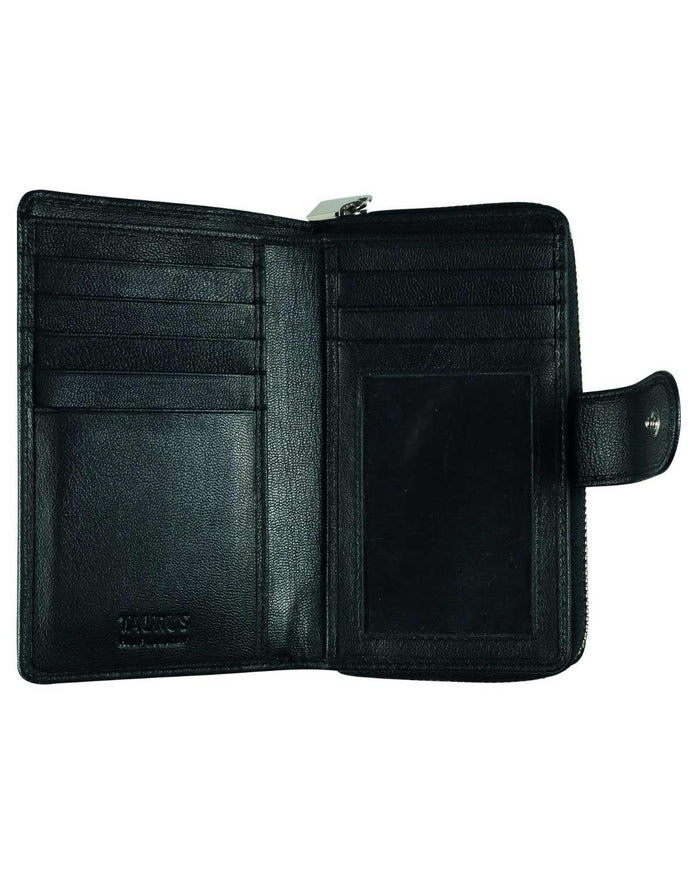 Zipped Leather Purse - Black