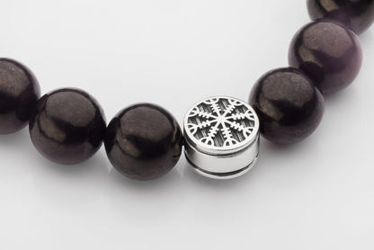 vkngjewelry Bracelet Zoisite and Shungite Viking Bracelet with Double-Sided Helm of Awe